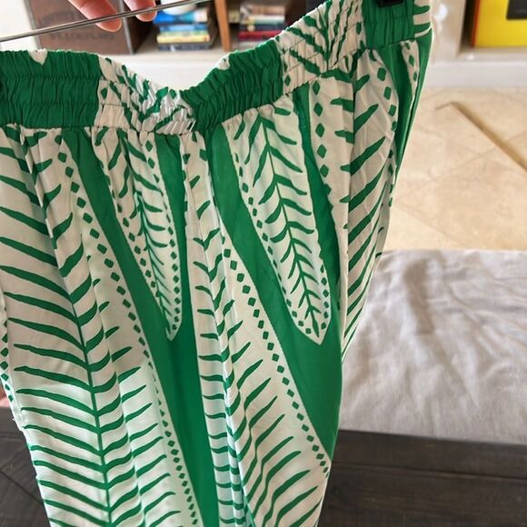 NWT Sunburst Kiss White/Green Wide Pants Tropical Palm Print - Picture 5 of 5